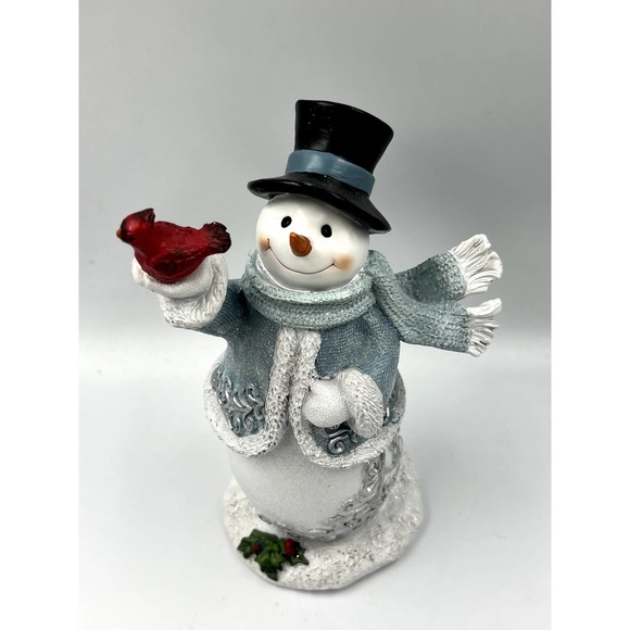 Hallmark Set of 2 Winter Wonderland Snowman With Cardinal Figurine And L amp be - Picture 2 of 9